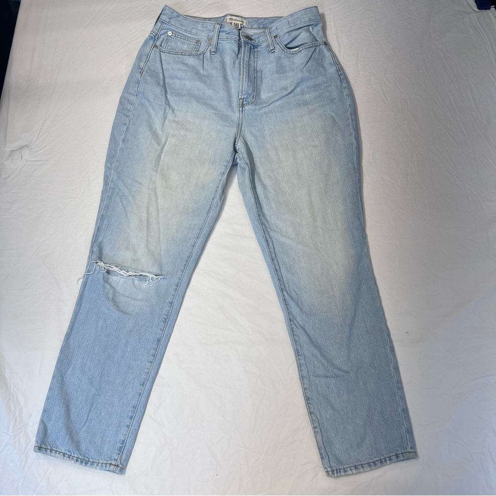 Madewell The Curvy Perfect Vintage Jeans Womens 30 Distressed Raw Hem Light Blue